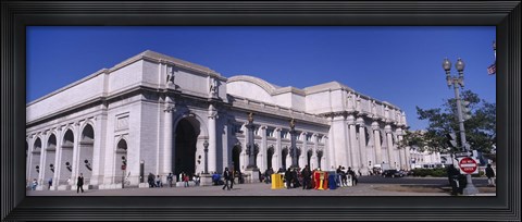 Framed USA, Washington DC, Tourists walking in front of Union Station Print
