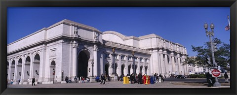 Framed USA, Washington DC, Tourists walking in front of Union Station Print