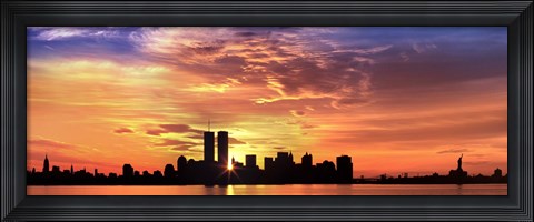 Framed US, New York City, skyline, sunrise Print