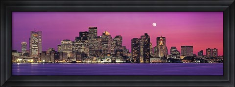 Framed USA, Massachusetts, Boston, View of an urban skyline by the shore at night Print