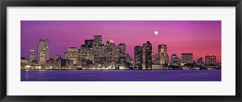 Framed USA, Massachusetts, Boston, View of an urban skyline by the shore at night Print