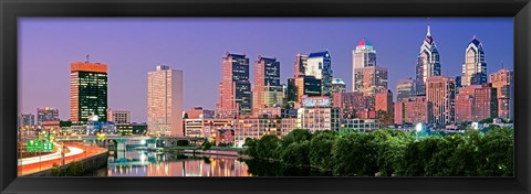 Framed Philadelphia, Pennsylvania Skyline at Night Print