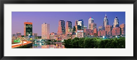 Framed Philadelphia, Pennsylvania Skyline at Night Print