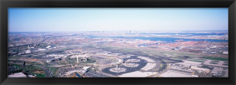 Framed USA, New Jersey, Newark Airport, Aerial view with Manhattan in background Print