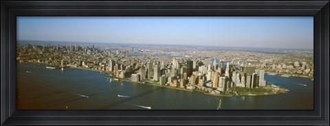 Framed USA, New York, New York City, Aerial view of Lower Manhattan Print