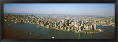 Framed USA, New York, New York City, Aerial view of Lower Manhattan Print