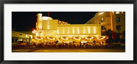 Framed Restaurant lit up at night, Miami, Florida, USA Print