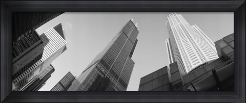 Framed Low angle view of buildings, Sears Tower, Chicago, Illinois, USA Print
