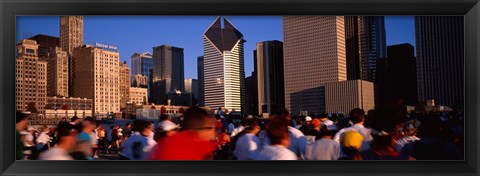 Framed Group of people running a marathon, Chicago, Illinois, USA Print