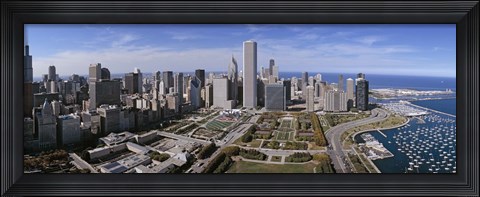 Framed USA, Illinois, Chicago, Millennium Park, Pritzker Pavilion, aerial view of a city Print