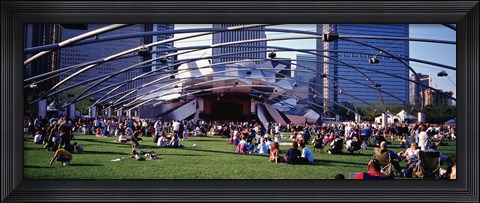 Framed People At A Lawn, Pritzker Pavilion, Millennium Park, Chicago, Illinois, USA Print