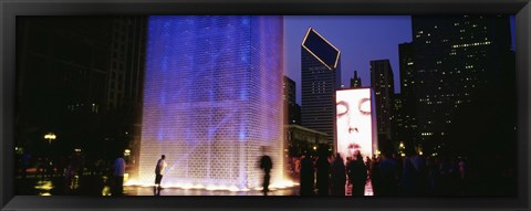 Framed Spectators Watching The Visual Screen, The Crown Fountain, Millennium Park, Chicago, Illinois, USA Print