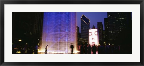 Framed Spectators Watching The Visual Screen, The Crown Fountain, Millennium Park, Chicago, Illinois, USA Print