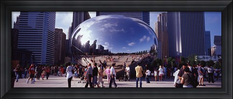 Framed USA, Illinois, Chicago, Millennium Park, SBC Plaza, Tourists walking in the park Print