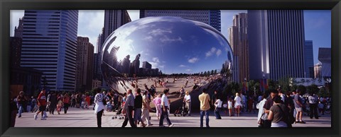 Framed USA, Illinois, Chicago, Millennium Park, SBC Plaza, Tourists walking in the park Print