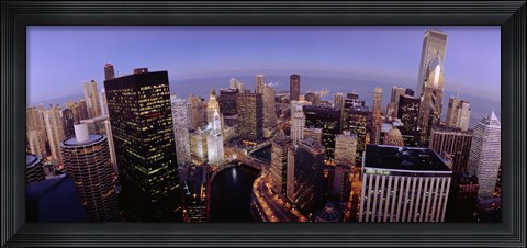 Framed USA, Illinois, Chicago, Chicago River, High angle view of the city Print