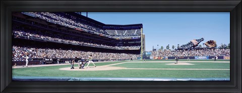 Framed USA, California, San Francisco, SBC Ballpark, Spectator watching the baseball game in the stadium Print