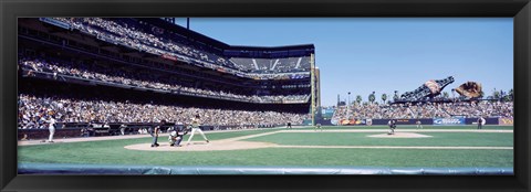 Framed USA, California, San Francisco, SBC Ballpark, Spectator watching the baseball game in the stadium Print