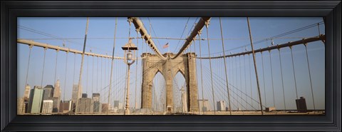 Framed USA, New York State, New York City, Brooklyn Bridge at dawn Print