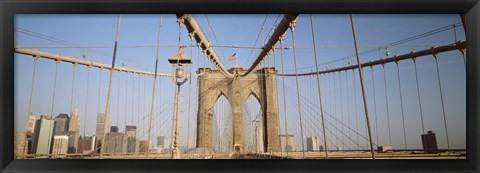 Framed USA, New York State, New York City, Brooklyn Bridge at dawn Print