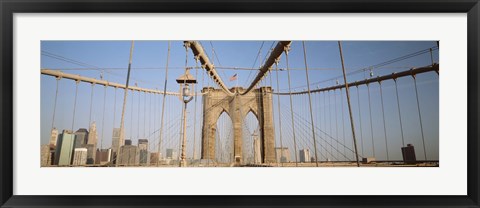 Framed USA, New York State, New York City, Brooklyn Bridge at dawn Print
