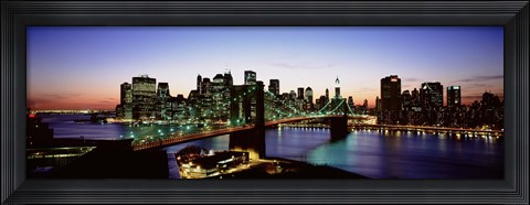 Framed High Angle View Of Brooklyn Bridge, NYC, New York City, New York State, USA Print