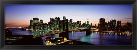 Framed High Angle View Of Brooklyn Bridge, NYC, New York City, New York State, USA Print