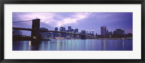 Framed Skyscrapers In A City, Brooklyn Bridge, NYC, New York City, New York State, USA Print
