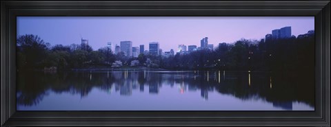 Framed USA, New York State, New York City, Central Park Lake, Skyscrapers in a city Print
