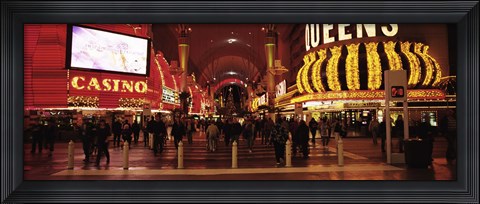 Framed USA, Nevada, Las Vegas, The Fremont Street, Large group of people at a market street Print