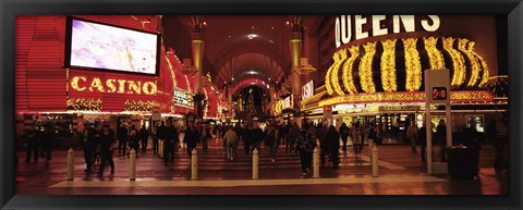 Framed USA, Nevada, Las Vegas, The Fremont Street, Large group of people at a market street Print