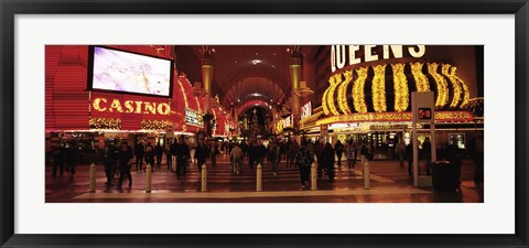 Framed USA, Nevada, Las Vegas, The Fremont Street, Large group of people at a market street Print