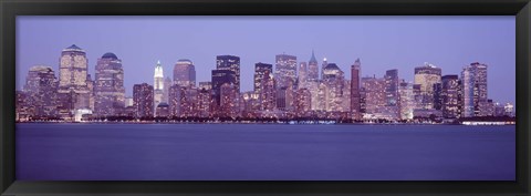 Framed Skyscrapers lit up in Manhattan, New York City Print