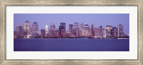 Framed Skyscrapers lit up in Manhattan, New York City Print