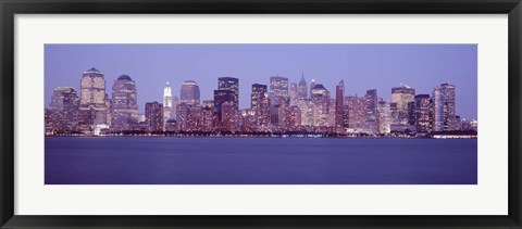 Framed Skyscrapers lit up in Manhattan, New York City Print