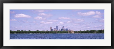 Framed Skyscrapers in a city, Chain Of Lakes Park, Minneapolis, Minnesota, USA Print