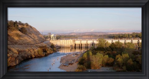 Framed High angle view of a dam on a river, Nimbus Dam, American River, Sacramento County, California, USA Print