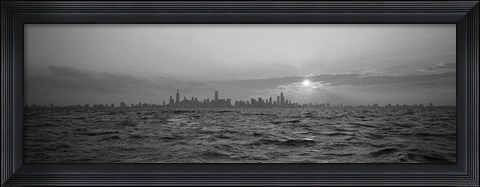Framed Sunset Over A City, Chicago, Illinois, USA Print