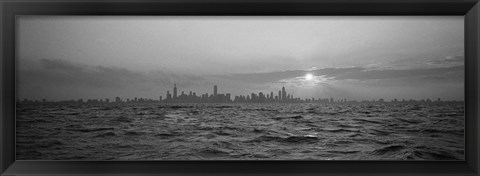 Framed Sunset Over A City, Chicago, Illinois, USA Print