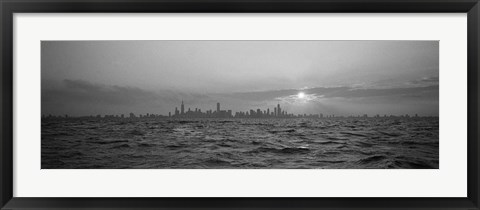 Framed Sunset Over A City, Chicago, Illinois, USA Print