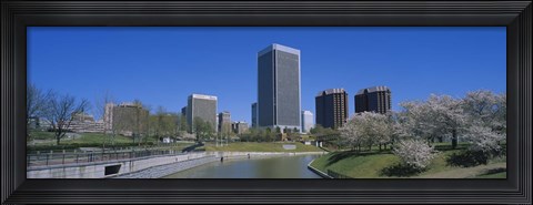 Framed Skyscrapers near a canal, Brown&#39;s Island, Richmond, Virginia, USA Print