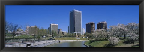 Framed Skyscrapers near a canal, Brown&#39;s Island, Richmond, Virginia, USA Print