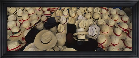 Framed High Angle View Of Hats In A Market Stall, San Francisco El Alto, Guatemala Print