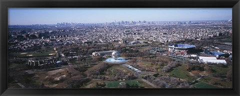 Framed Aerial View Of World&#39;s Fair Globe, From Queens Looking Towards Manhattan, NYC, New York City, New York State, USA Print