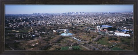 Framed Aerial View Of World&#39;s Fair Globe, From Queens Looking Towards Manhattan, NYC, New York City, New York State, USA Print