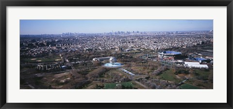 Framed Aerial View Of World&#39;s Fair Globe, From Queens Looking Towards Manhattan, NYC, New York City, New York State, USA Print