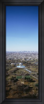 Framed Aerial View Of Worlds Fair Globe, From Queens Looking Towards Manhattan, NYC, New York City, New York State, USA Print