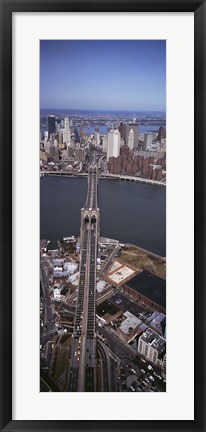 Framed Aerial View Of A Bridge, Brooklyn Bridge, Manhattan, NYC, New York City, New York State, USA Print