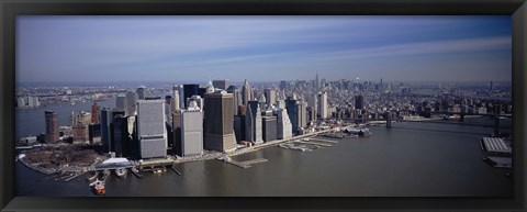 Framed High Angle View Of Skyscrapers In A City, Manhattan, NYC, New York City, New York State, USA Print