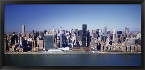 Framed Buildings on the waterfront, Manhattan, New York City, New York State, USA Print